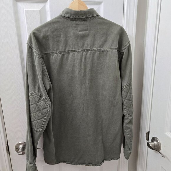 Magellan Button up shirt Quilted Mens Medium Olive Green Hunting Outdoor Cotton - Picture 2 of 9